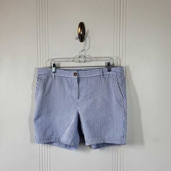 Talbots Blue & White Striped Relaxed Chino Shorts - Picture 2 of 6